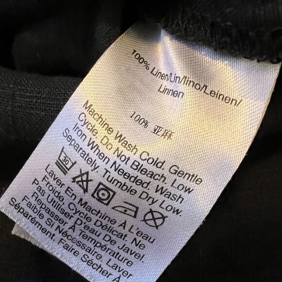 DKNY Pure Linen Dress Womens Large Black Sleeveless Maxi Minimalist - Picture 6 of 7